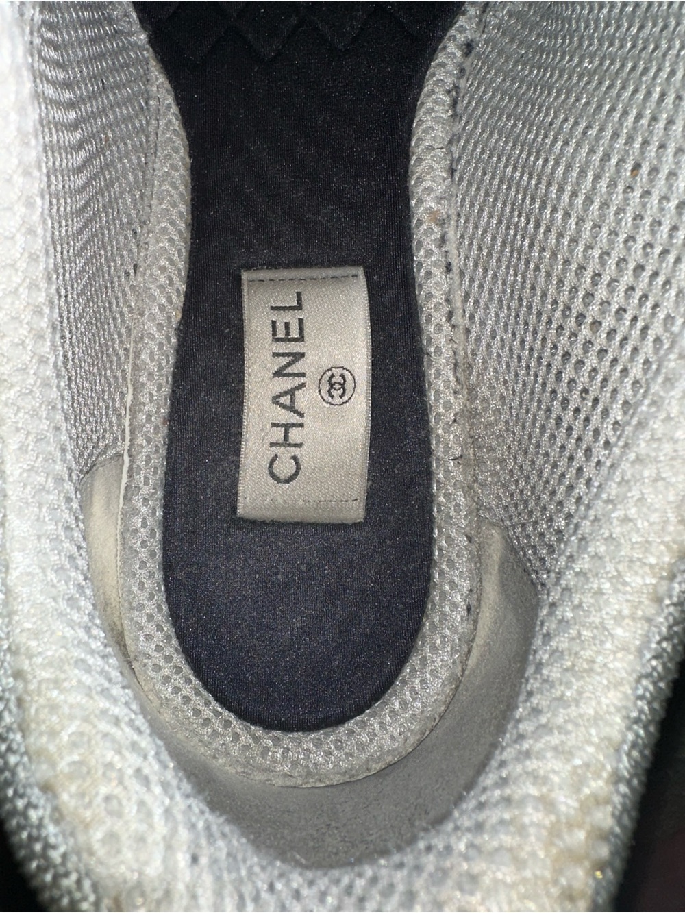 CHANEL Men’s White, Black & Gray Designer Logo Sneaker - Picture 9 of 11
